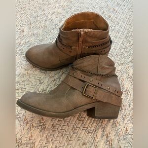 Jellypop Brown Wedge Heels with Ankle Strap boots